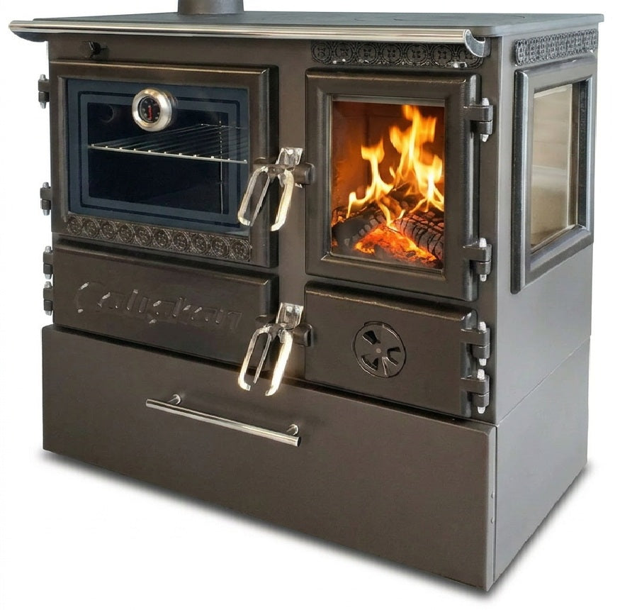 EEK A - Panorama-Holzherd Modell 214-3D BOX links mit 6,04kW - Viel Gusseisen!