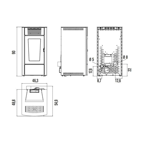Pelletofen Red Dalia Air 6 S1 6,3 kW - Ausführung: Metall 313_Silver