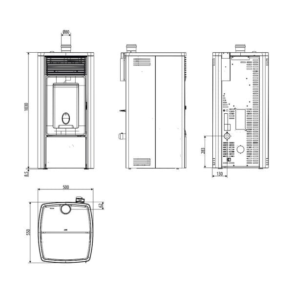 Pelletofen MCZ Ego Air 8 UP! 8 kW - Ausführung: Bordeaux metal_304