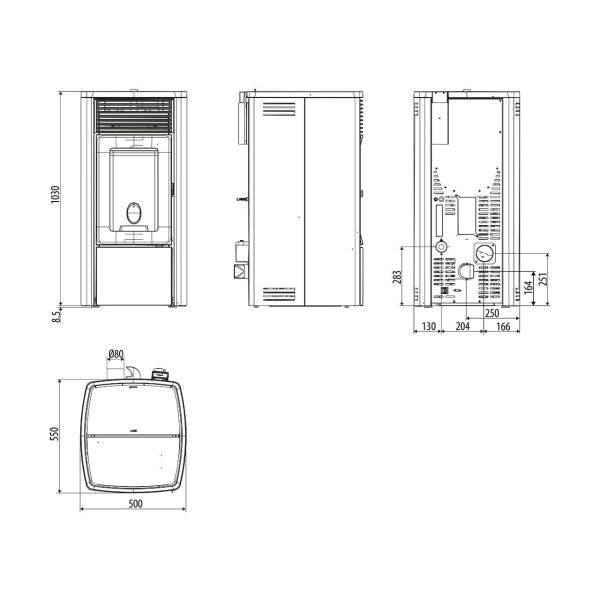 Pelletofen MCZ Ego Comfort Air 10 R 10 kW - Ausführung: Bordeaux metal_304