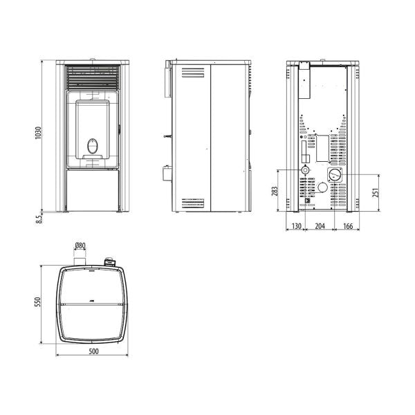 Pelletofen MCZ Ego Air 8 R 8,1 kW - Ausführung: Bordeaux metal_304