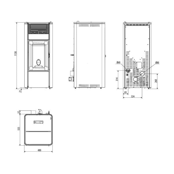 Pelletofen MCZ Teia Comfort Air 10 R 10 kW - Ausführung: White metal_302