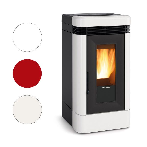 Pelletofen Extraflame Lucia Plus.16 mit 12 kW - Verkleidung: bordeaux