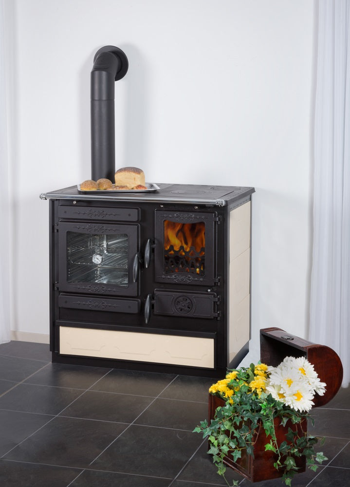 EEK A - Küchenofen Holzherd Globe Fire Alhena creme / Anschluss links EcoDesign