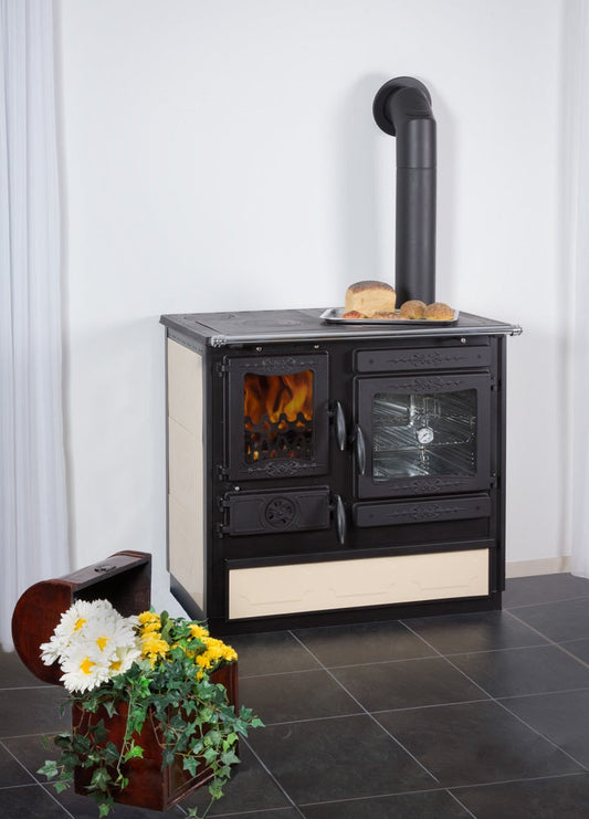 EEK A - Küchenofen Globe Fire Alhena Naturstein / Anschluss rechts EcoDesign