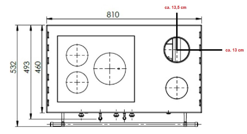 EEK A+ Küchenofen Holzherd ECO LUX INOX, Edelstahlbackfach, bordeaux, linke Version - 7,1 kW