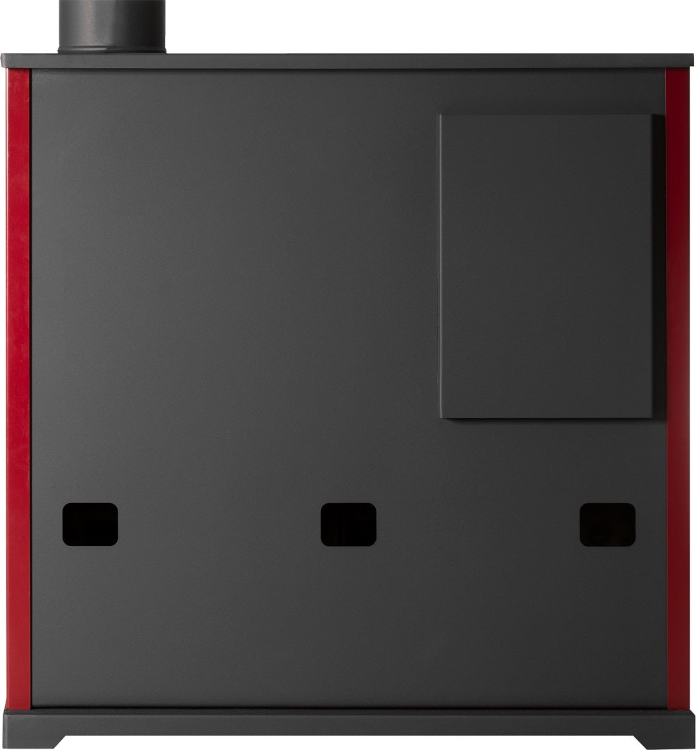EEK A+ Küchenofen Holzherd ECO LUX INOX, Edelstahlbackfach, bordeaux, linke Version - 7,1 kW