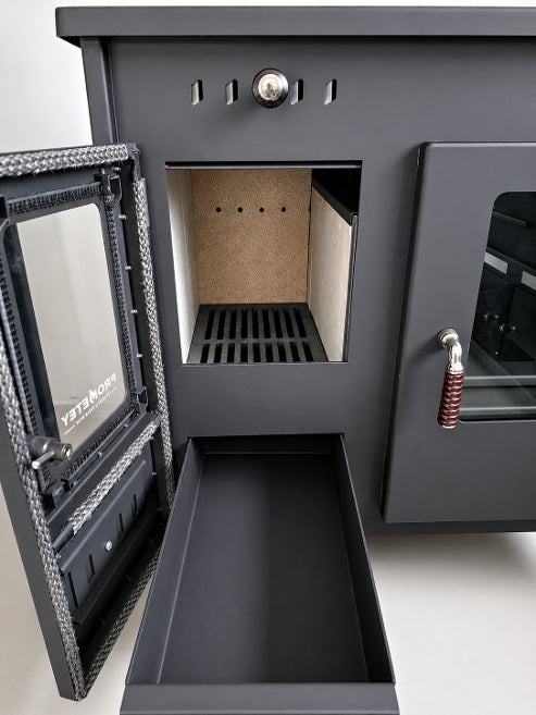 EEK A+ Küchenofen Holzherd R ECO INOX mit Edelstahlbackofen, rechte Version - 7 kW
