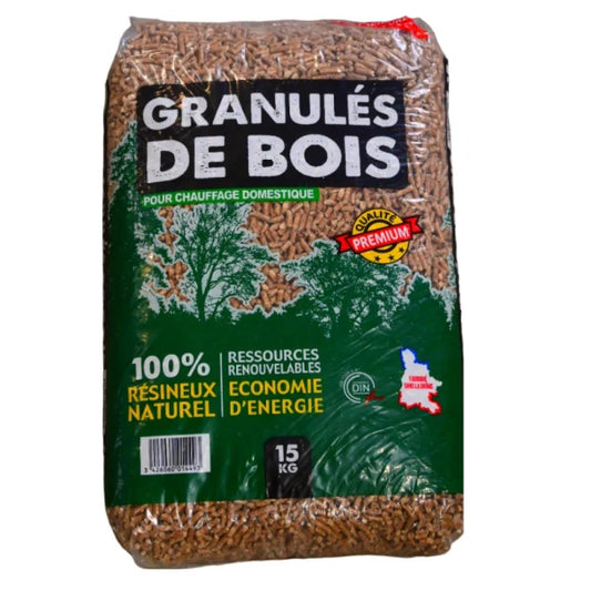 Palette mit Holzpellets, 66 Säcke ECOBOIS Premium-Pellets