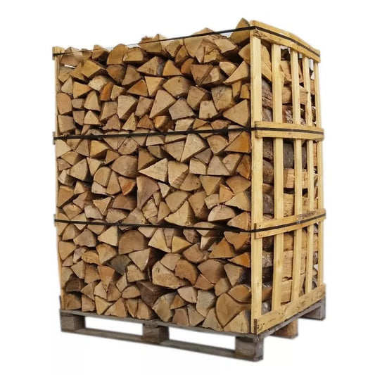 Brennholz – 25 cm – auf einer Palette gestapelt, 2,5 Ster – 1,5 m³ – extra trocken