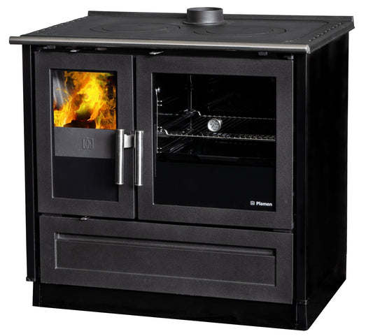 EEK A+ Holzherd Plamen 910 schwarz, externe Zuluft, 9 kW